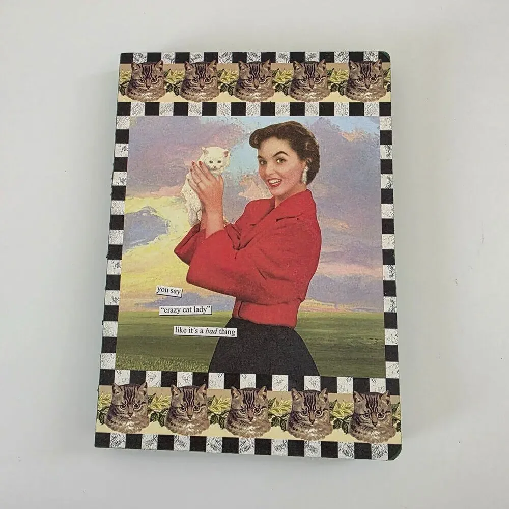 102. Anne Taintor Crazy Cat Lady Vintage Style Notebook Retro Collage Journal